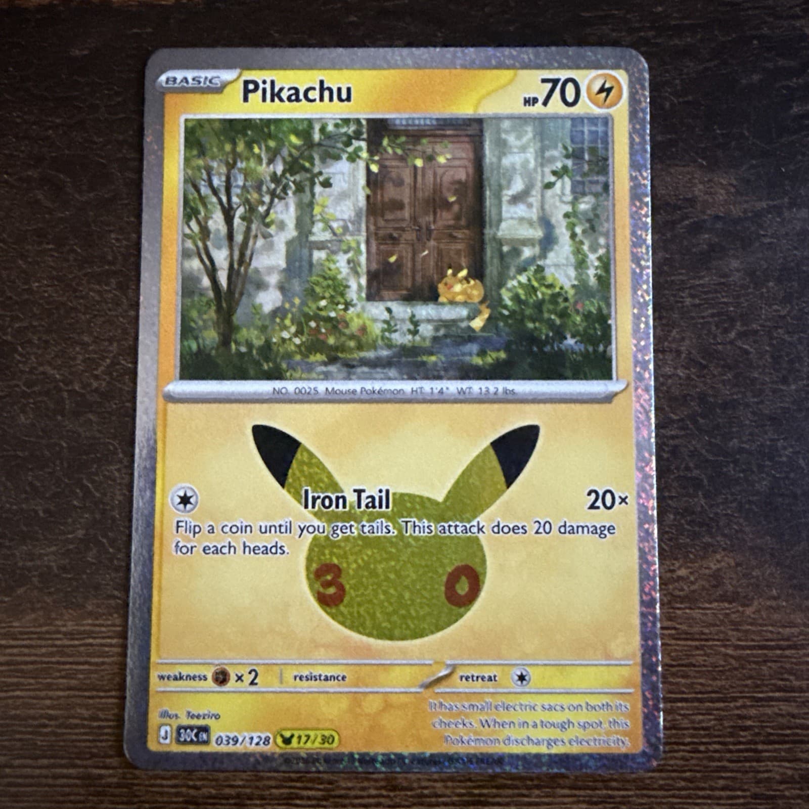 Pikachu 39/128 (17/30) Celebrations 30th Anniversary Holo NM
