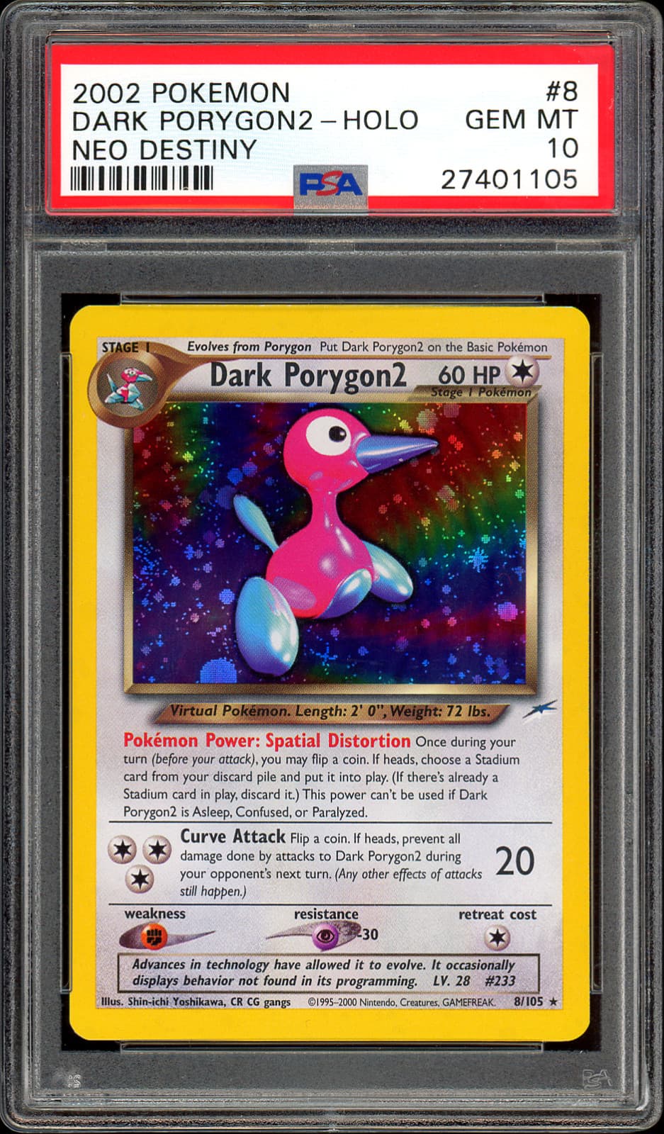 2002 POKEMON NEO DESTINY #8 DARK PORYGON2-HOLO PSA 10