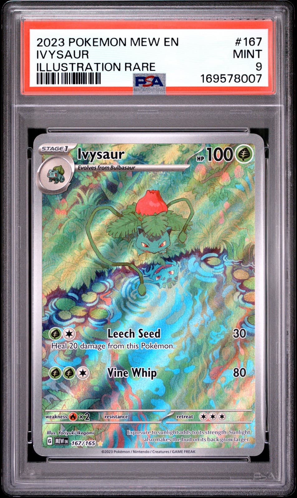 2023 Pokemon Mew En-151 #167 Ivysaur Illustration Rare PSA 9