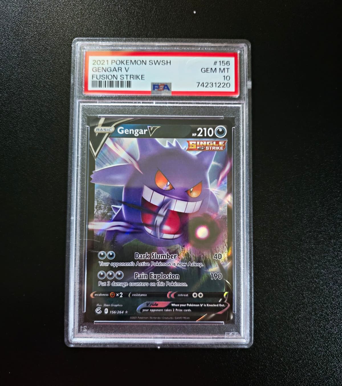 The Pokémon Company Gengar V 156/264 Fusion Strike Holo PSA 10 EN 2021 210HP