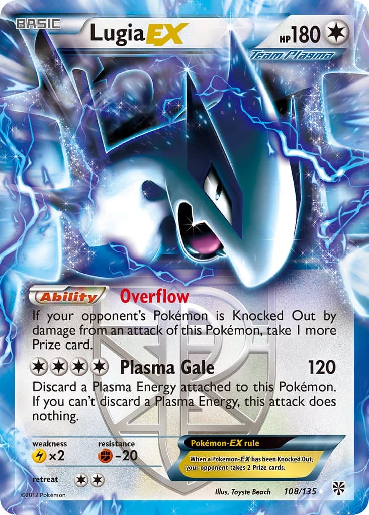 Pokemon Lugia EX 108/135 Holofoil HP Plasma Storm Ultra Rare