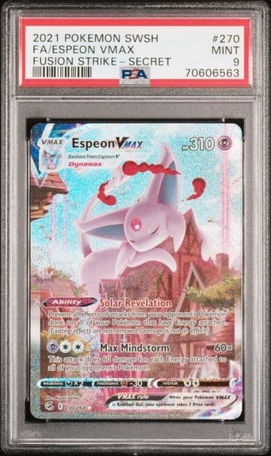 Espeon VMAX (Alternate Art Secret) 270/264 Pokemon Fusion Strike PSA 9