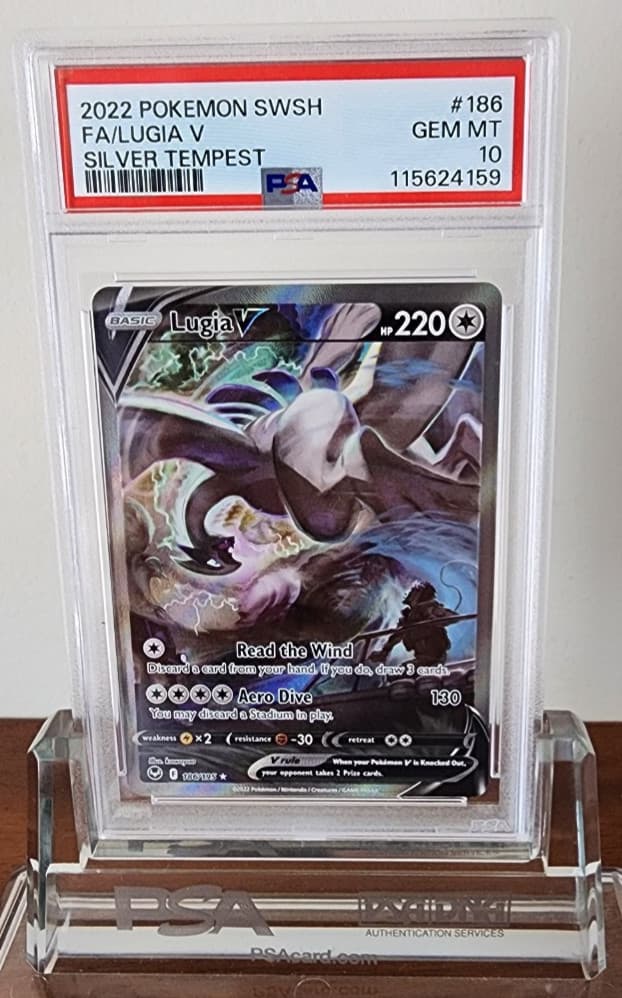 Pokemon 2022 SWSH Silver Tempest Lugia V 186/195 Alt Full Art Holo PSA 10