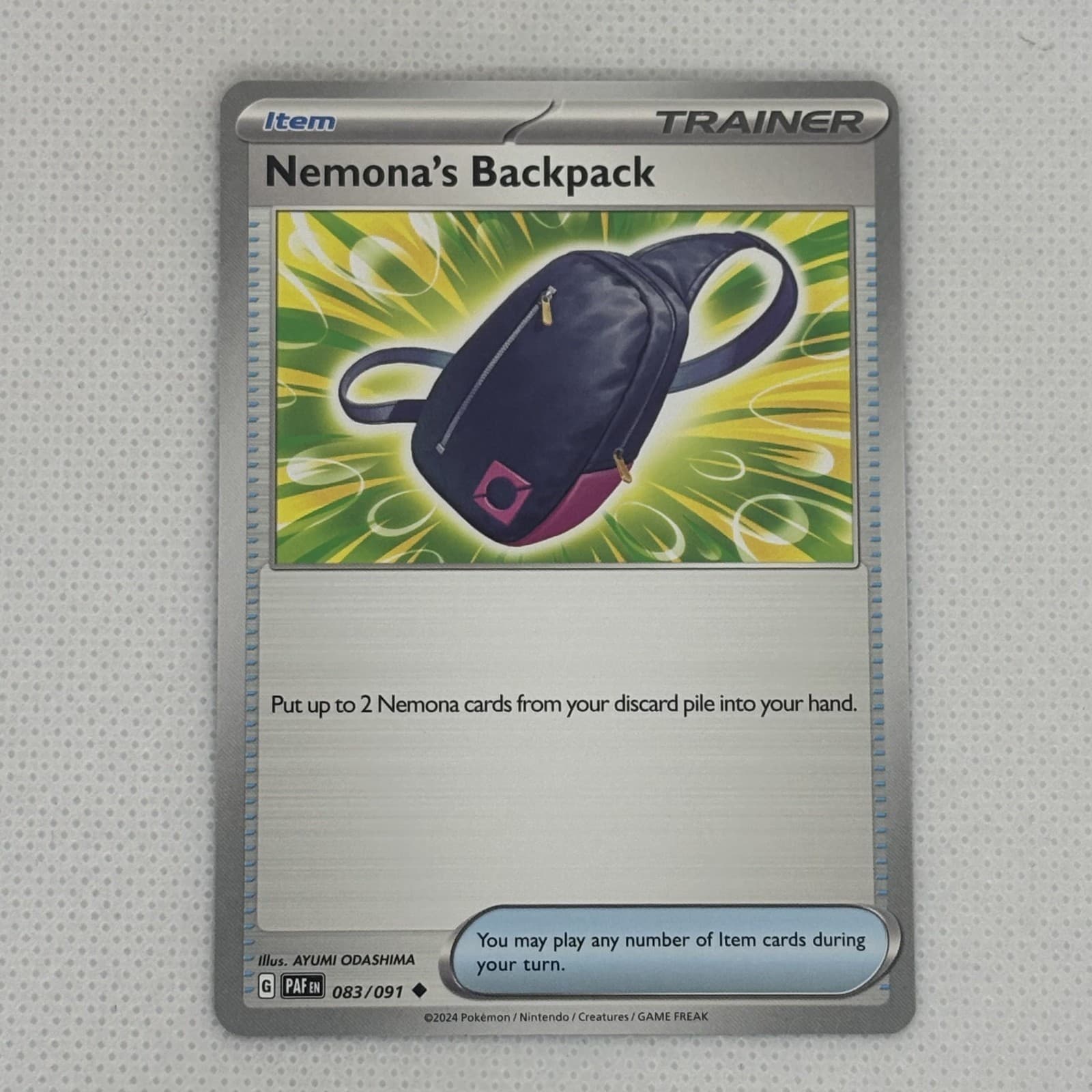 Pokemon TCG | Nemona's Backpack 83/91 | Uncommon Paldean Fates!