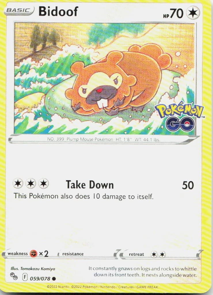 Bidoof 059/078 Pokemon GO C NM Pokémon — English