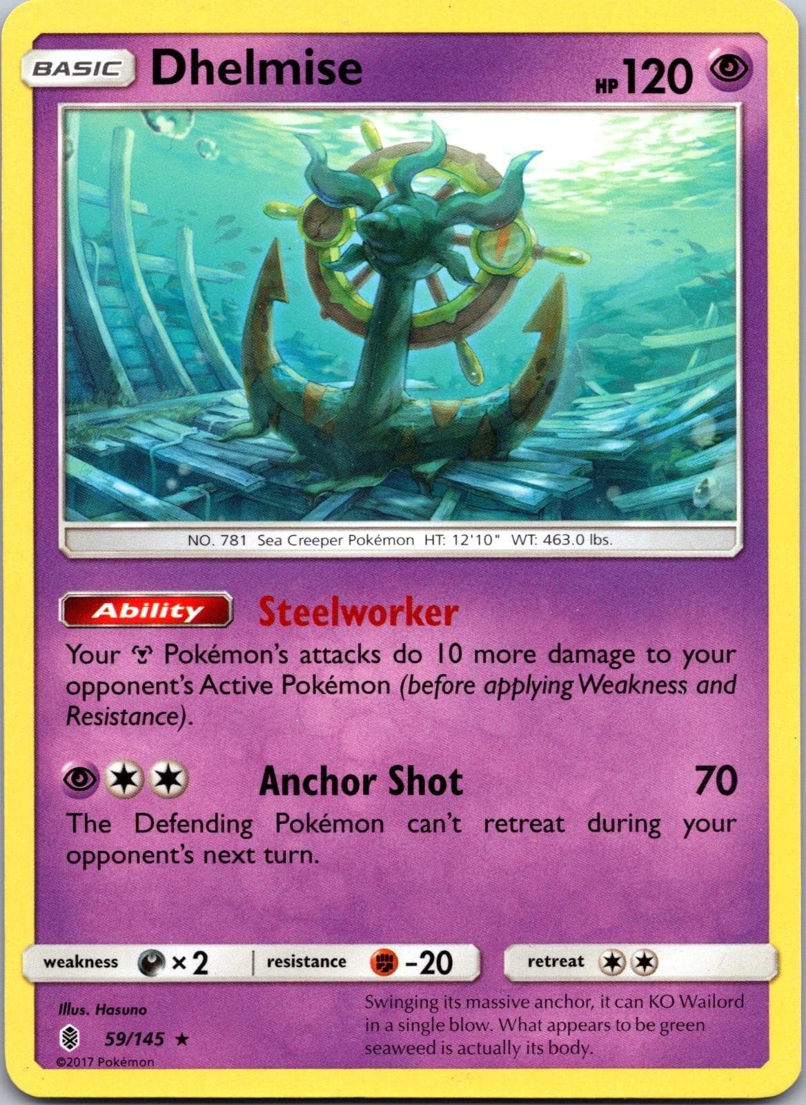 2017 Pokemon Guardians Rising Dhelmise 59/145 Holo Rare Near Mint