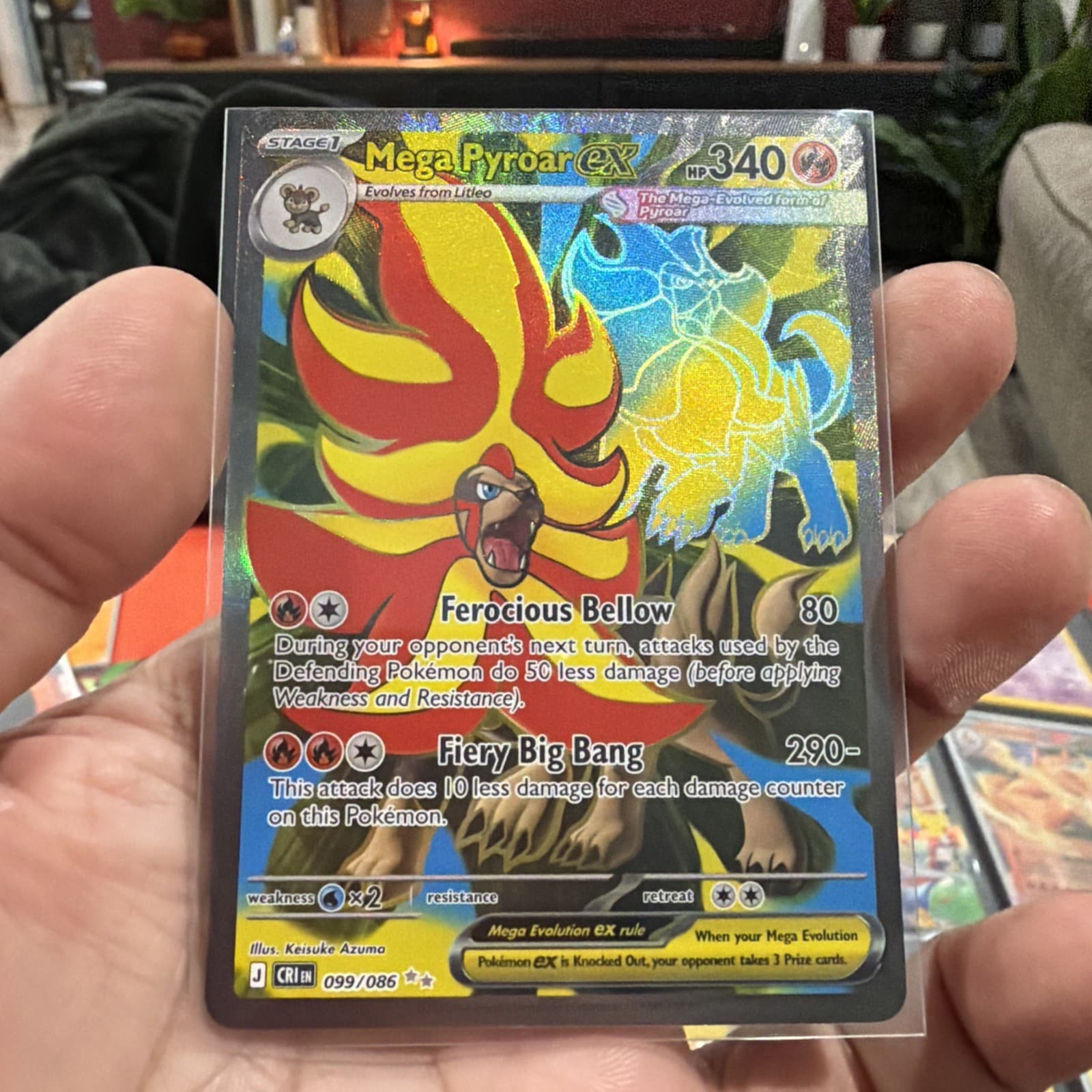 🔰 Pokemon Mega Pyroar ex 99/86 Full Art Double Ultra Rare Chaos Rising NM