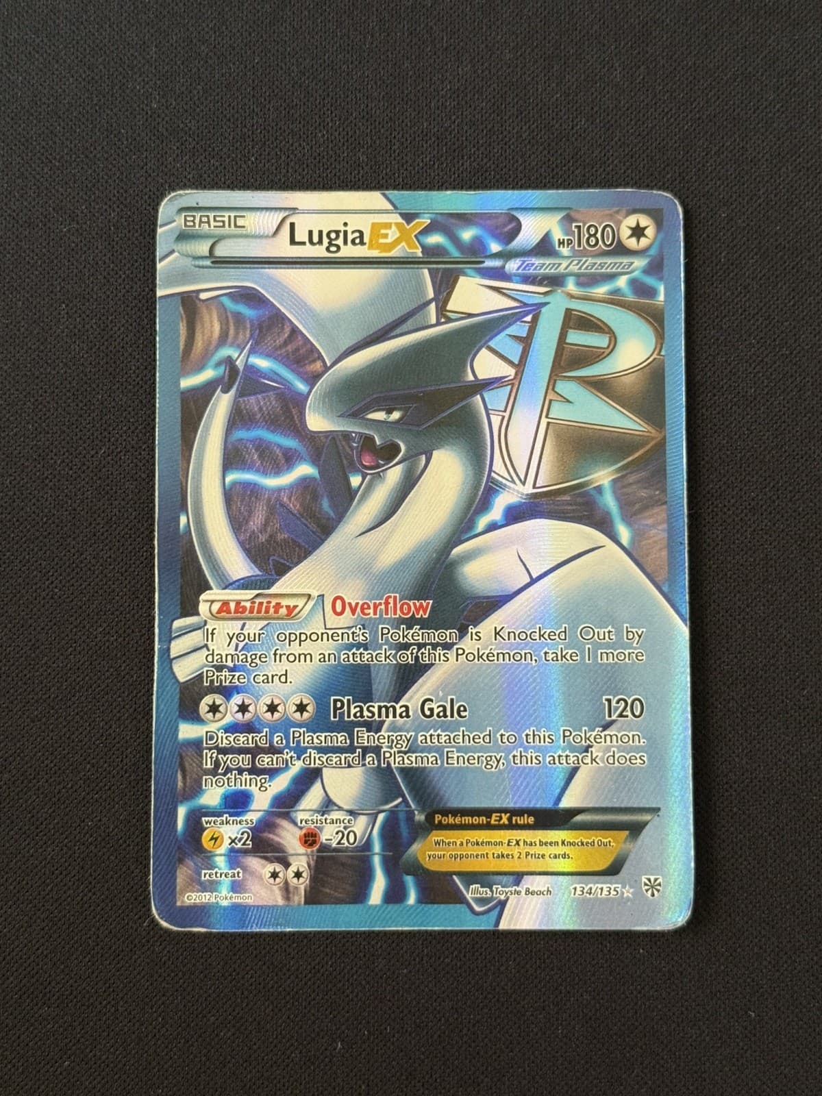 Lugia EX Team Plasma 134/135 Plasma Storm Full Art Holo English 2012