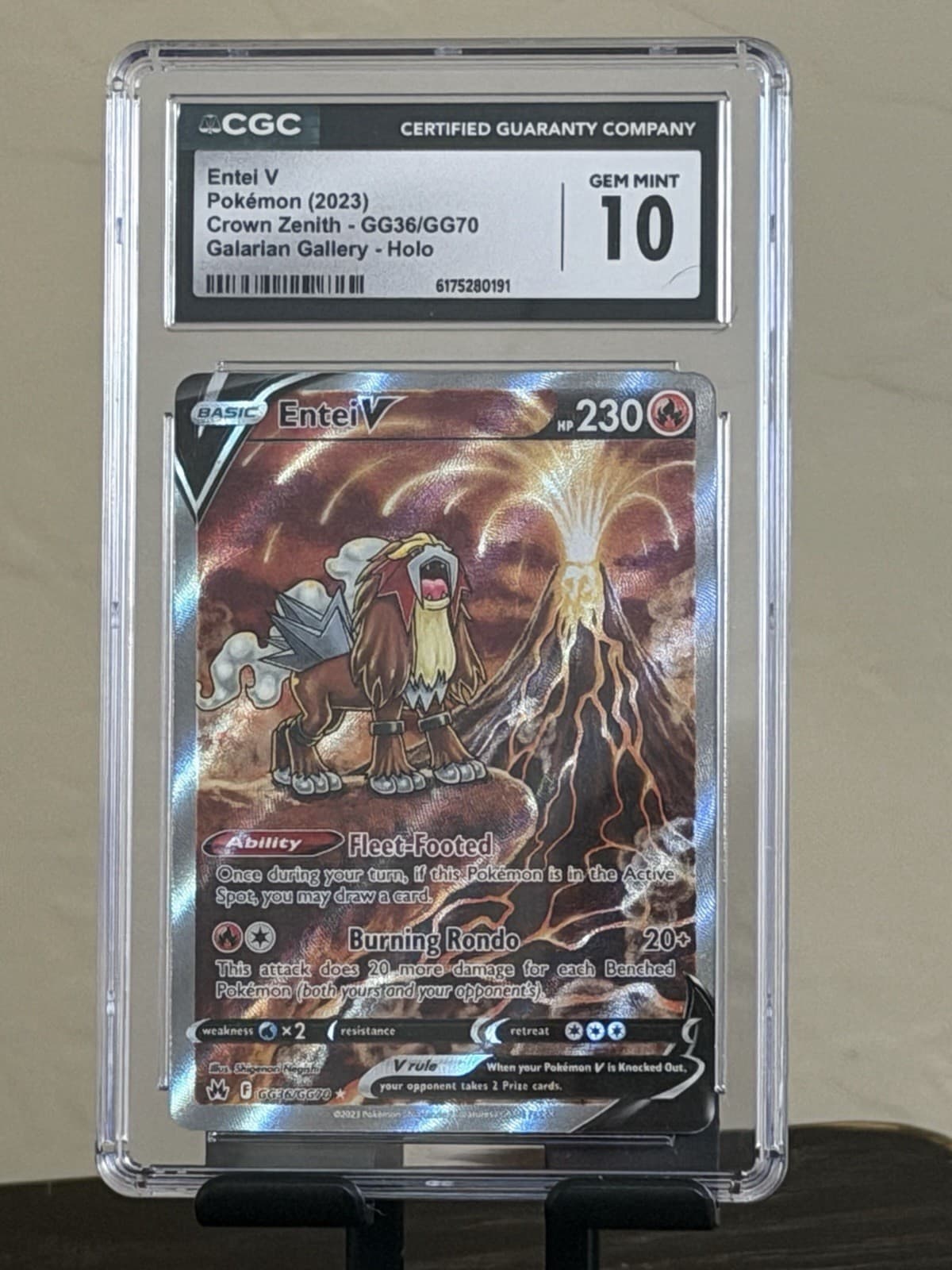 2023 Pokemon Crown Zenith Galarian Gallery Holo GG36/GG70 Entei V CGC 10