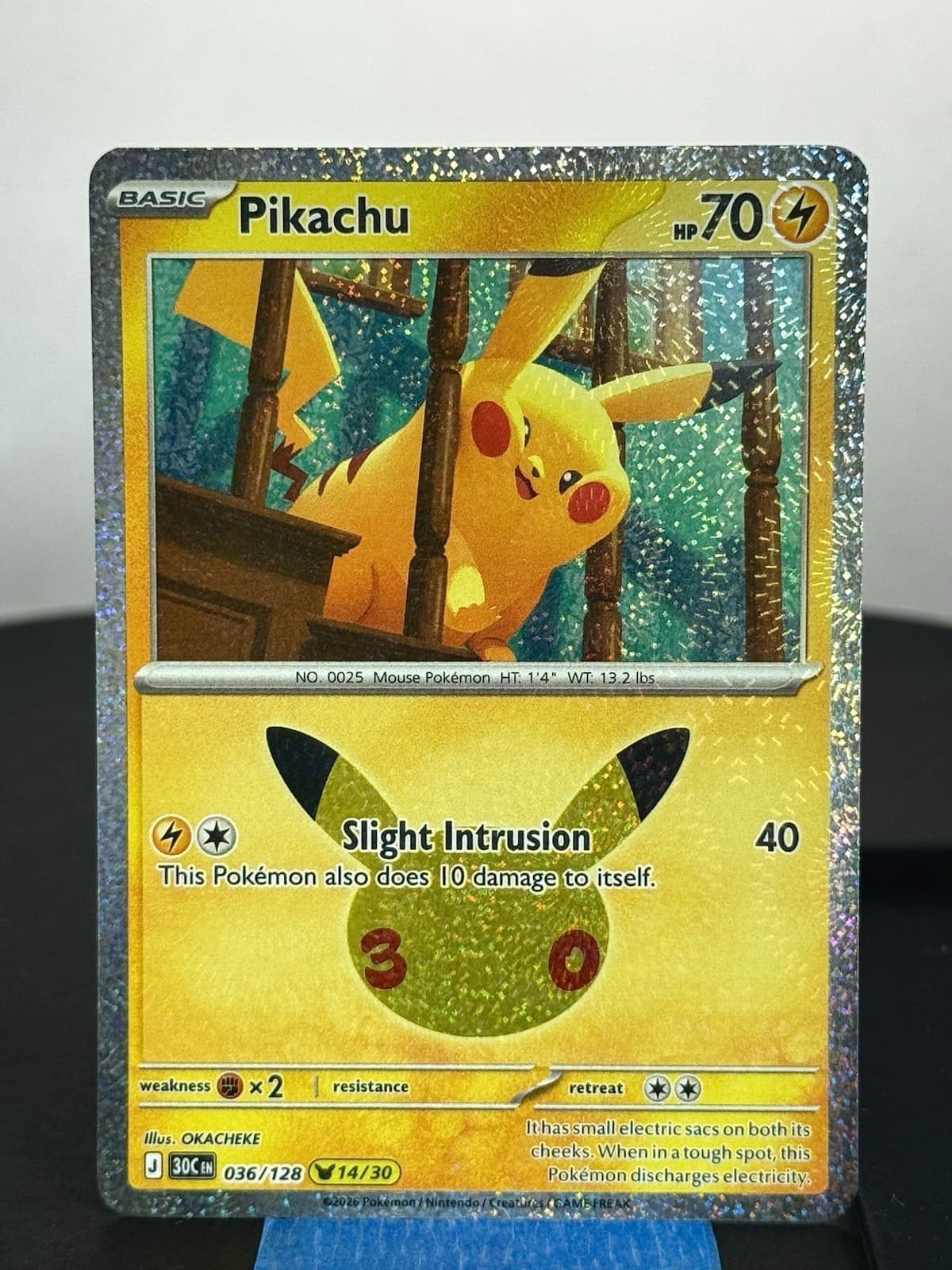 Pikachu 036/128 (14/30) 30th Celebration 30C Holo NM Pokemon TCG