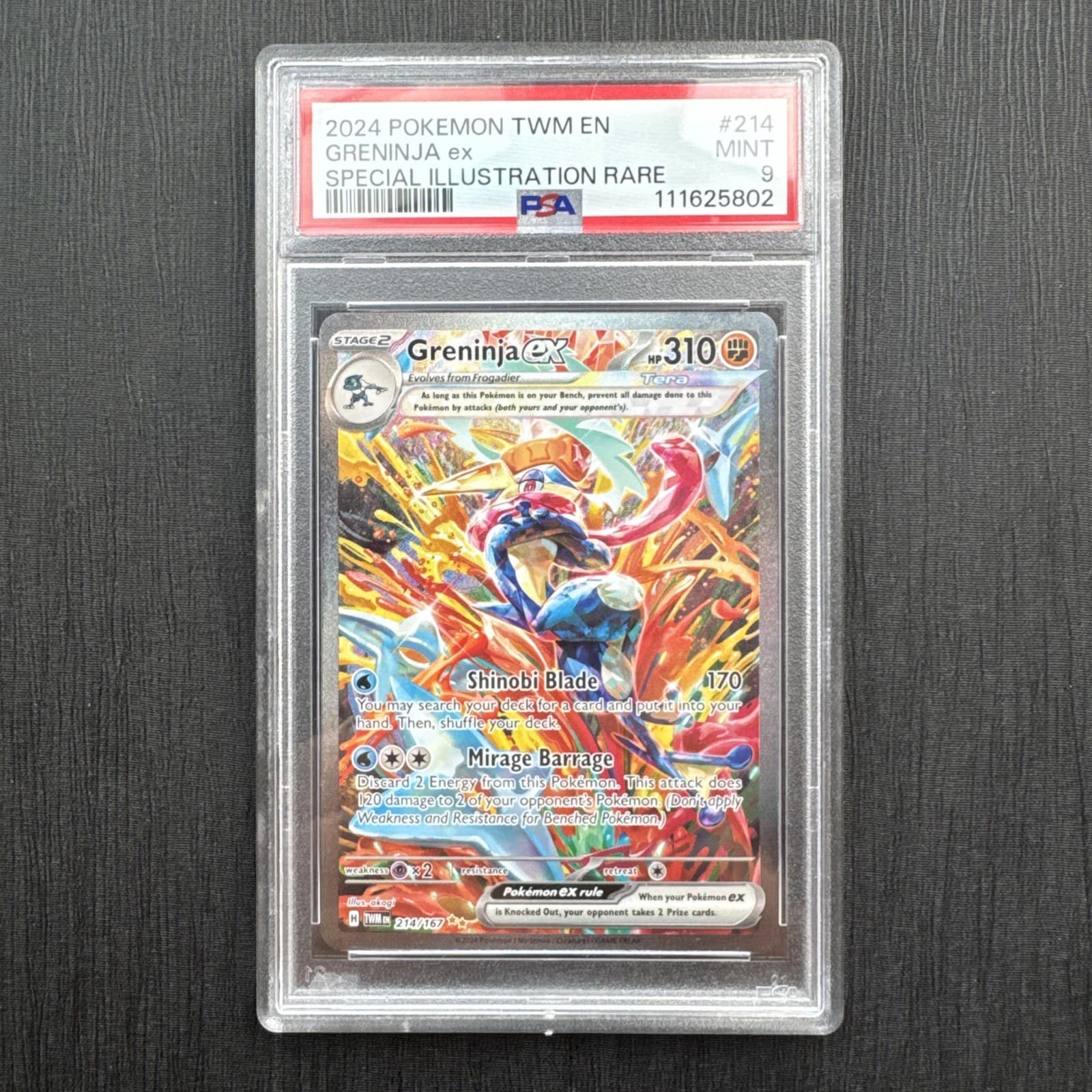 Pokemon TCG Greninja ex 214/167! Twilight Masquerade! PSA 9 Mint