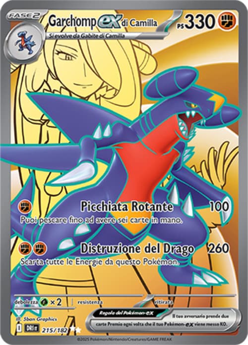 Carta Pokèmon Garchomp ex di Camilla DRI 215/182 Rivali Predestinati Ultra Rara