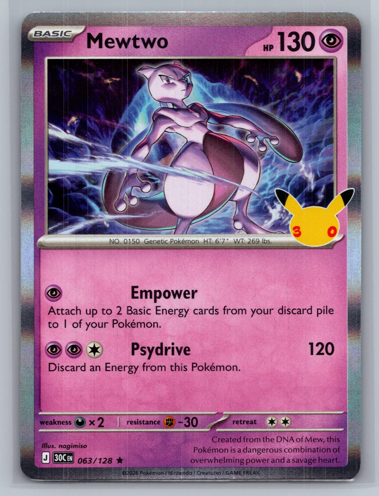 Mewtwo #63/128 2026 30th Celebration Pokemon TCG