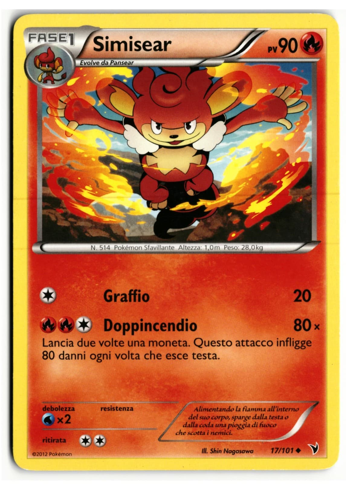Pokémon Simisear 17/101 Vittorie Regali ITA GD Non Comune NVI Italiano 2011