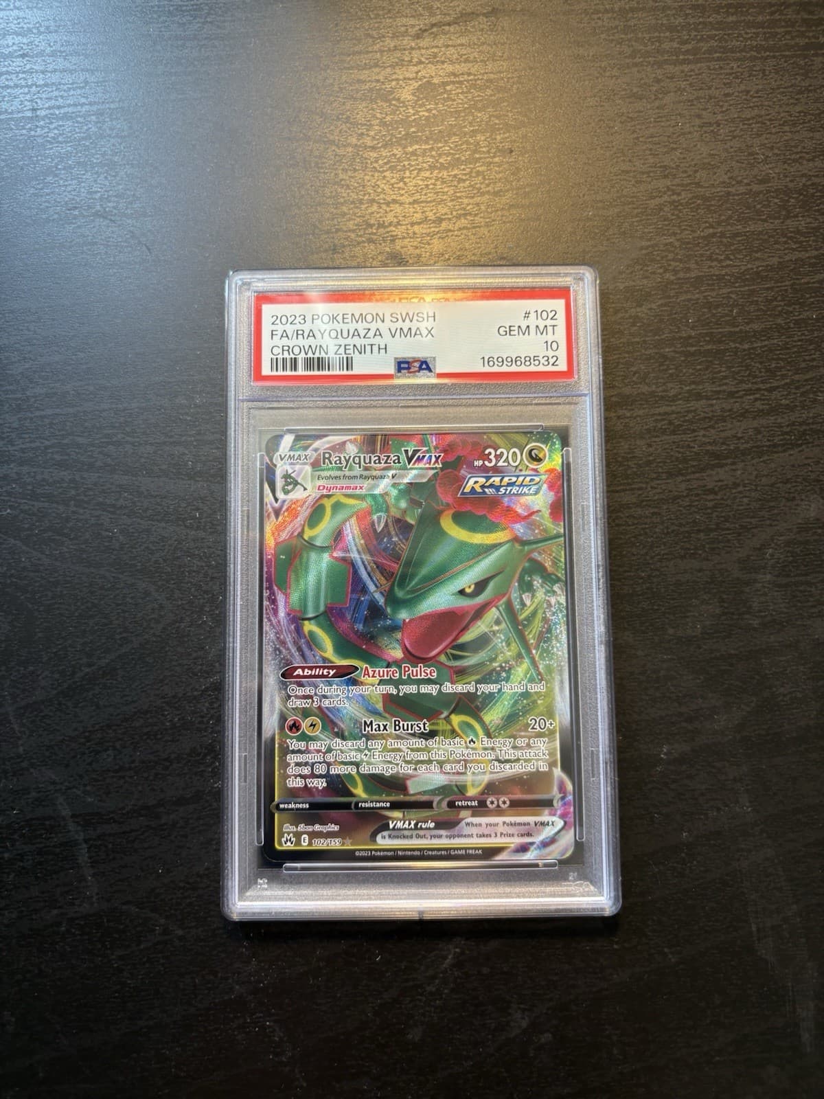 2023 Pokemon SWSH Crown Zenith Rayquaza VMAX #102/159 PSA 10 GEM MINT