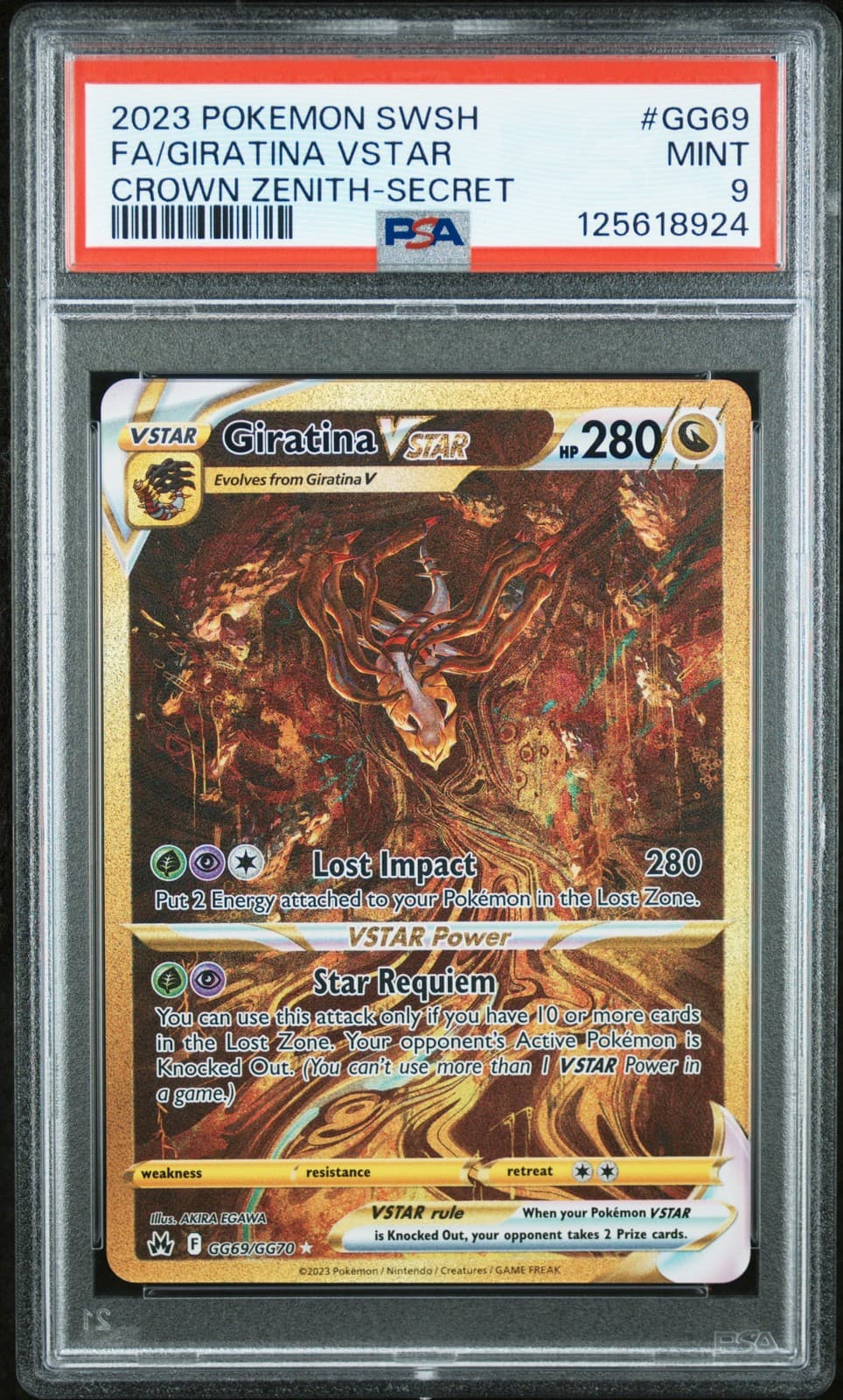 Pokemon Giratina Vstar Sword Shield Crown Zenith GG69/GG70 Secret Rare PSA 9