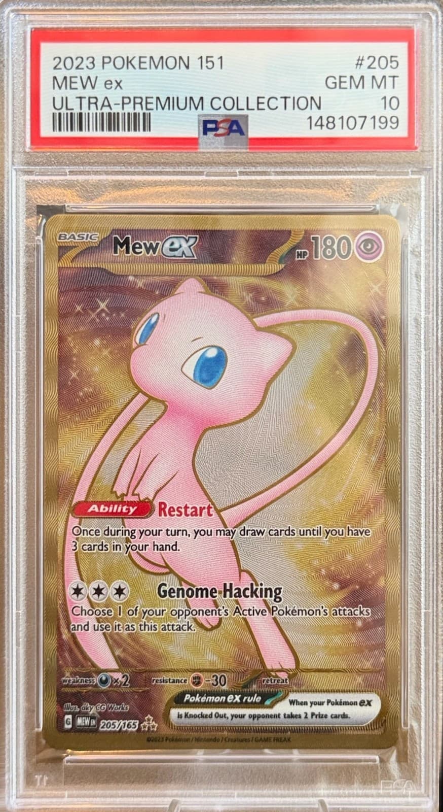 PSA 10 Mew ex 205/165 Pokemon 151 Ultra Premium Collection Metal Gold Card 2023