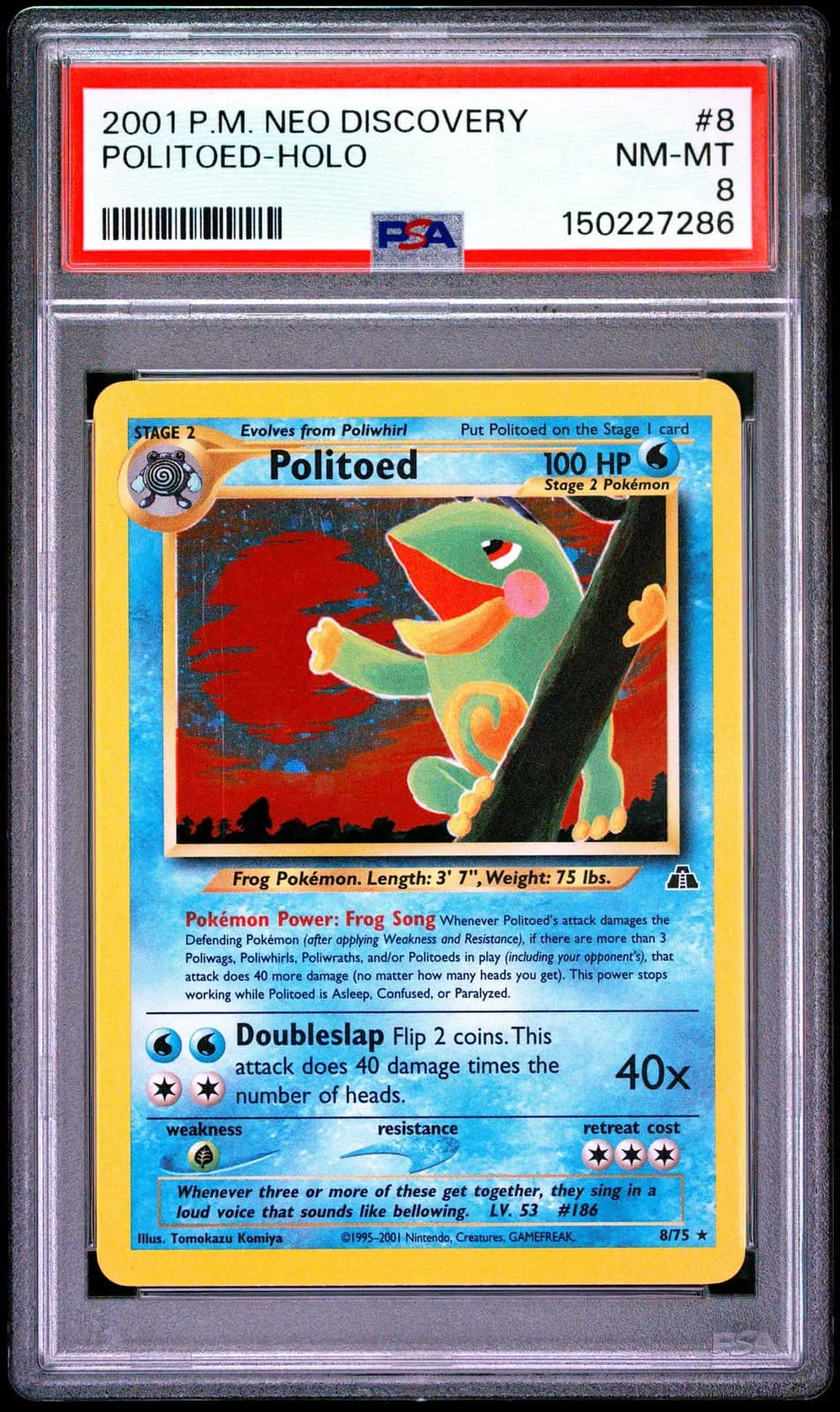 2001 Pokemon Neo Discovery Holo Politoed #8 PSA 8