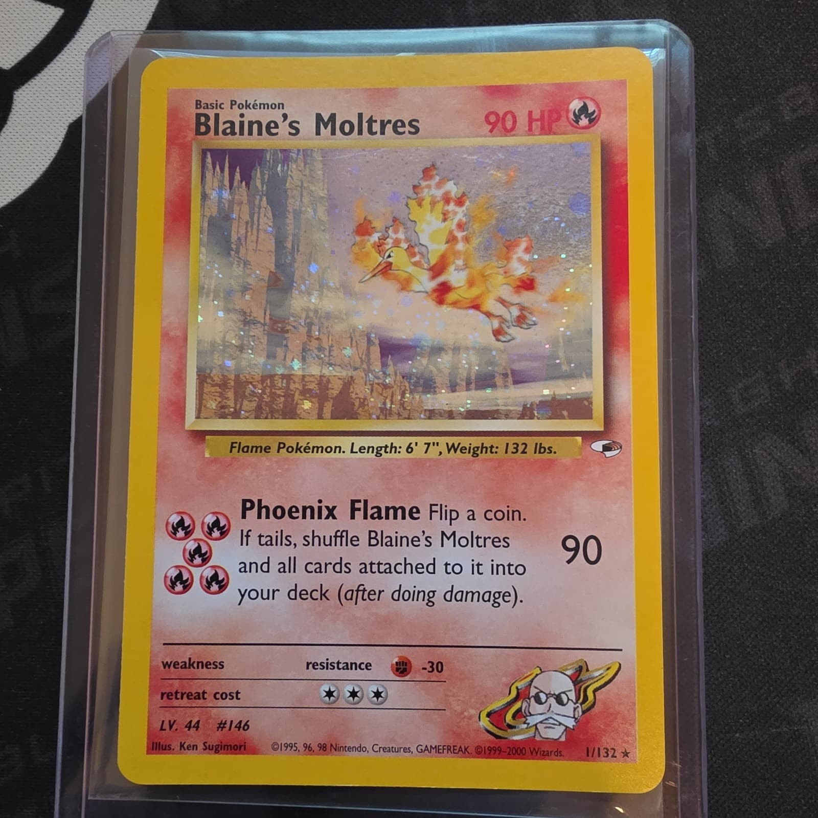 Blaine's Moltres 1/132 Gym Heroes Holo Rare Unlimited English Pokémon TCG 2000