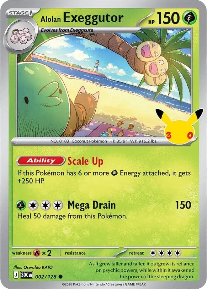 Pokemon TCG 30th Celebration Alolan Exeggutor Holo #2/128