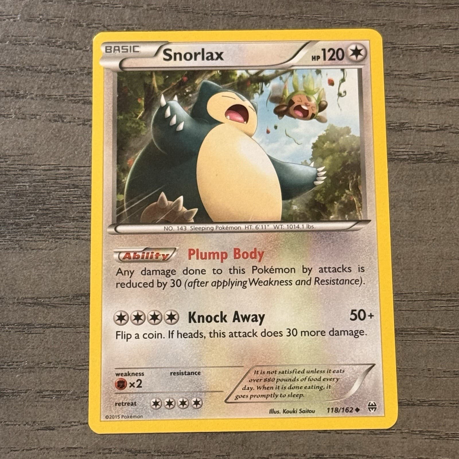 Snorlax 118/162 XY Breakthrough Pokemon TCG MP Chespin cameo