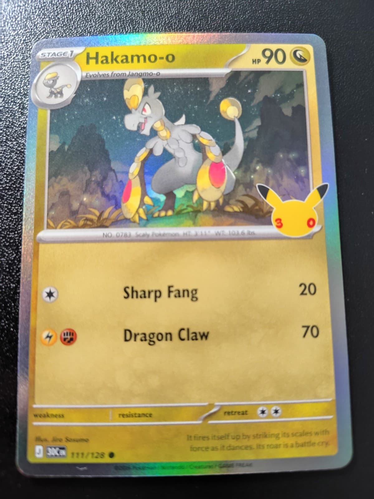 Pokemon 30th Celebration Hakamo-o Holo Common Card 111/128 NM
