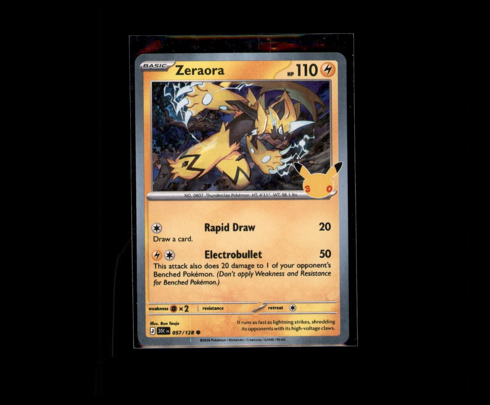 Zeraora 57/128 30TH ANNIVERSARY CELEBRATION HOLO
