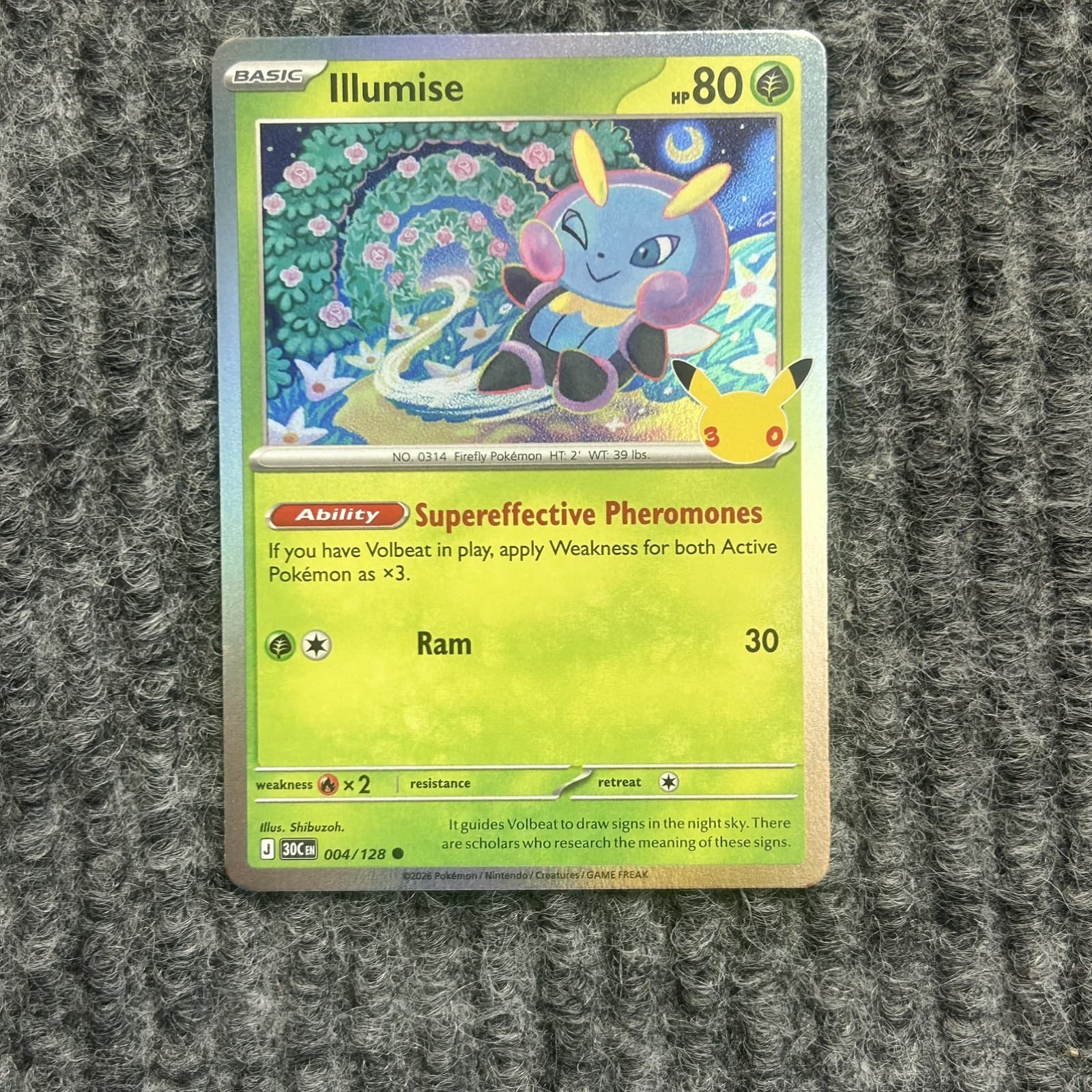 Pokemon TCG 30th Celebrations Illumise 004/128 Holo Foil Card NM