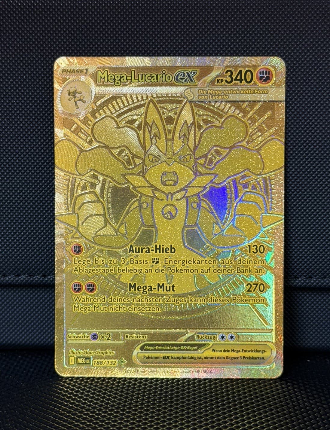 Mega Lucario Ex 188/132 Mega Entwicklung DE Gold Hyper Rare NM/Mint - Pokemon