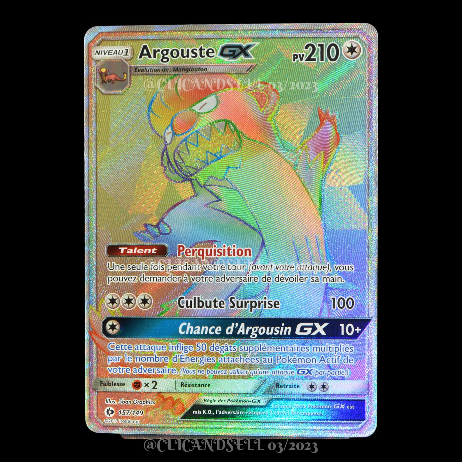 carte Pokémon Argouste GX 157/149 #4 SL01 - Soleil et Lune NEUF FR