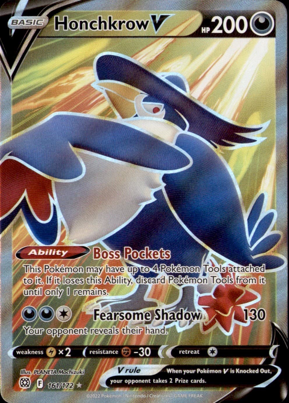 Honchkrow V Brilliant Stars 2022 161/172 Ultra Rare Pokemon NM