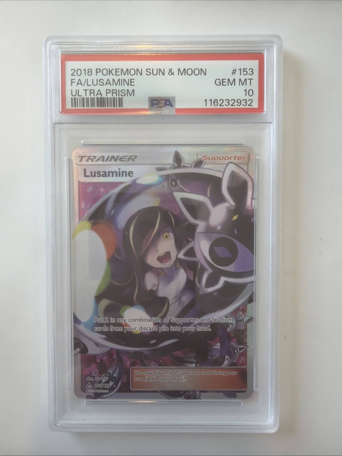 2018 Pokemon Sun & Moon Ultra Prism #153 FA Lusamine PSA 10 GEM MINT