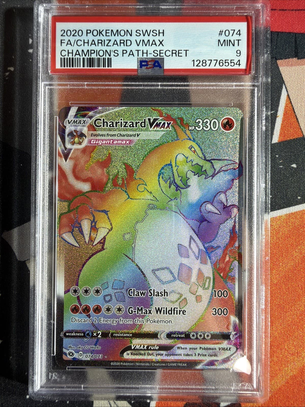Charizard VMAX Secret Rare Holo #074/073 PSA 9 Pokemon Champions Path 2020