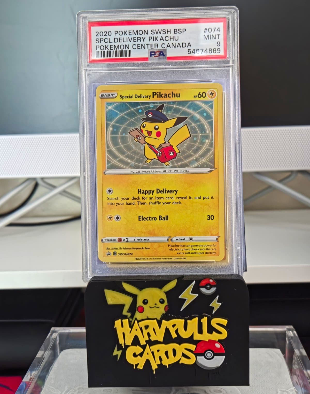 Pokemon Special Delivery Pikachu SWSH074 PSA 9 Promo Holo Pokemon Center CA