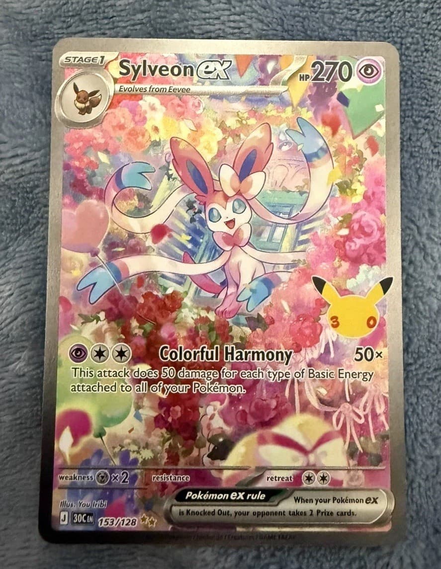 Pokemon Sylveon EX 153/128 NM SIR 30th celebration (10 according to grade app)