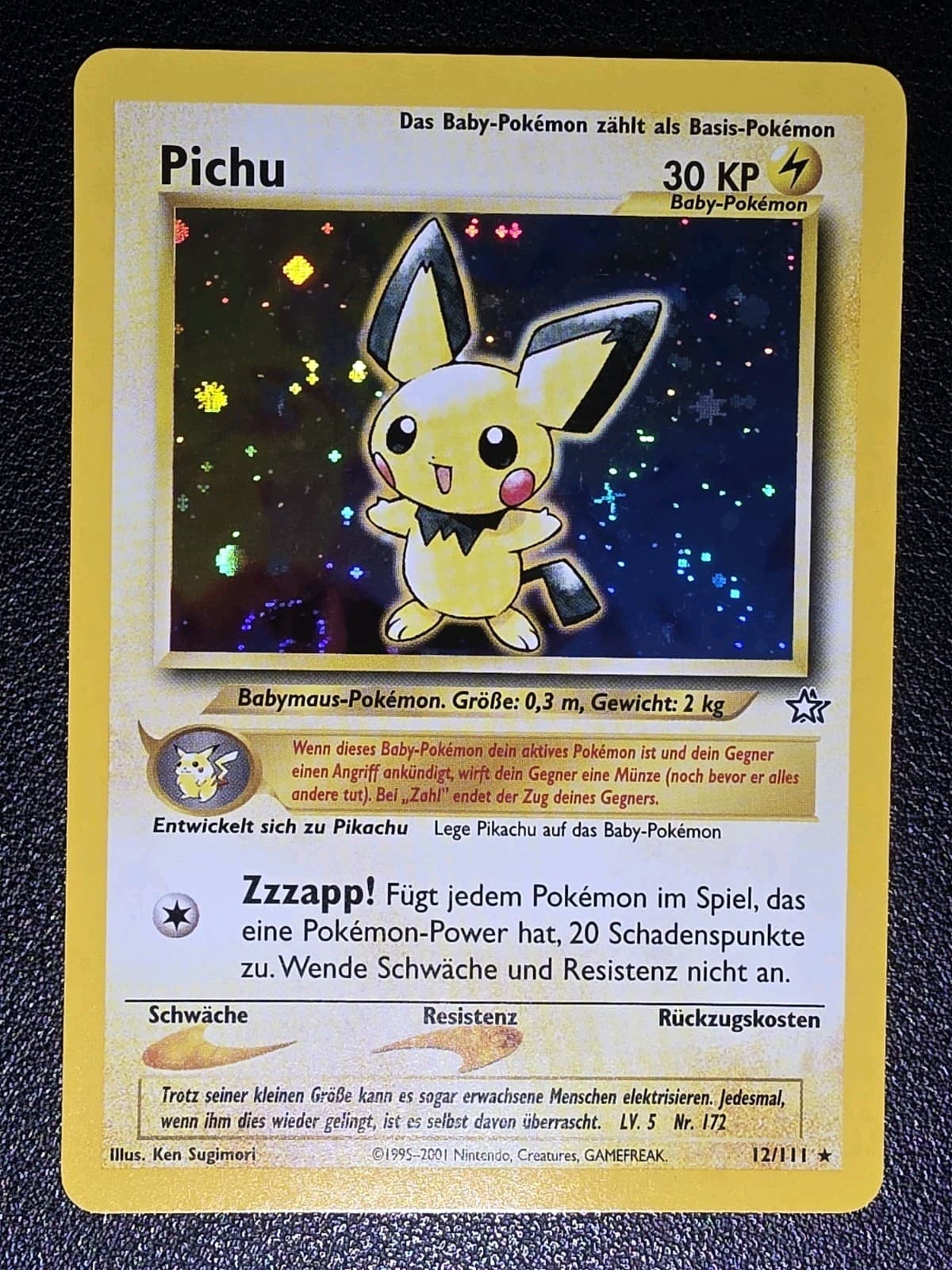Pichu 12/111 Neo Genesis Deutsch Holo Rare Pokemon Vintage WotC Karte
