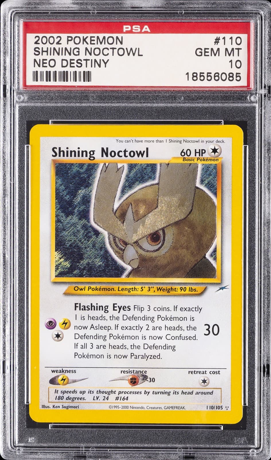 2002 POKEMON NEO DESTINY #110 SHINING NOCTOWL PSA 10