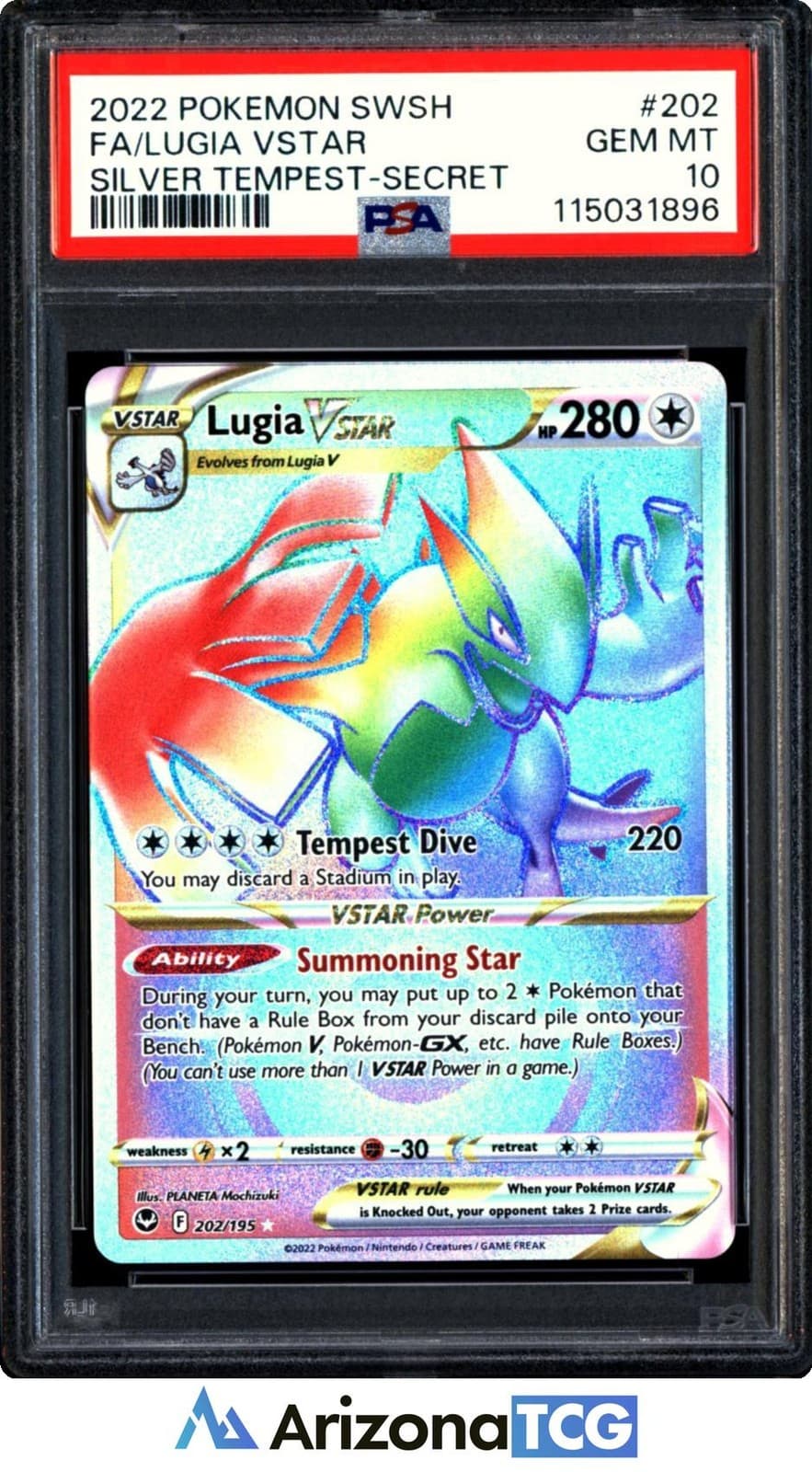 Pokemon 2022 Lugia VSTAR 202/195 Full Art SR Silver Tempest GEM MINT PSA 10