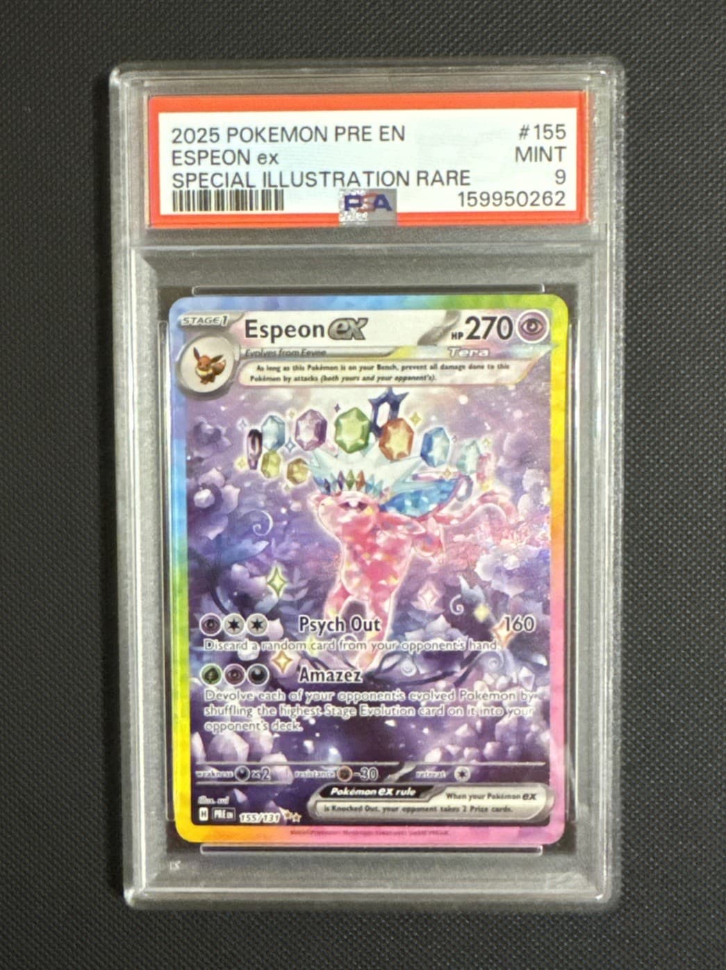 POKEMON TCG PRISMATIC EVOLUTIONS ESPEON EX #155 / 131 PSA 9 SIR MINT