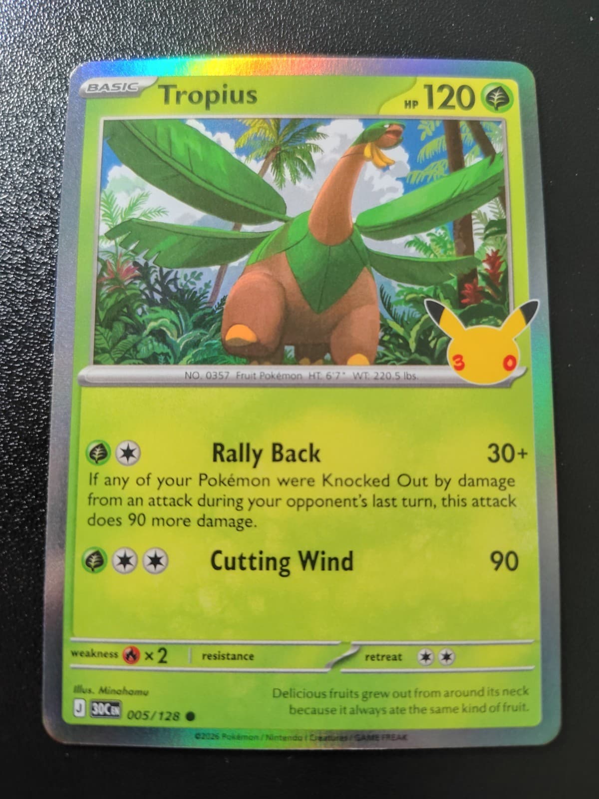 Pokemon 30th Celebration Tropius Holo Common Card 005/128 NM