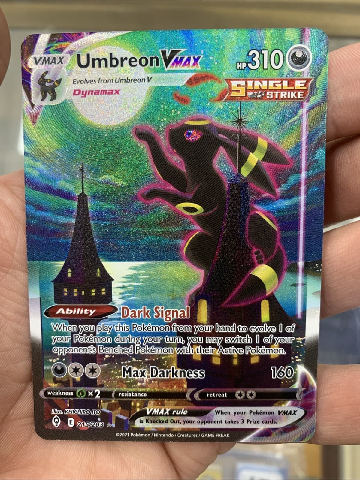 UMBREON VMAX 215/203 ALTERNATE ART EVOLVING SKIES POKEMON