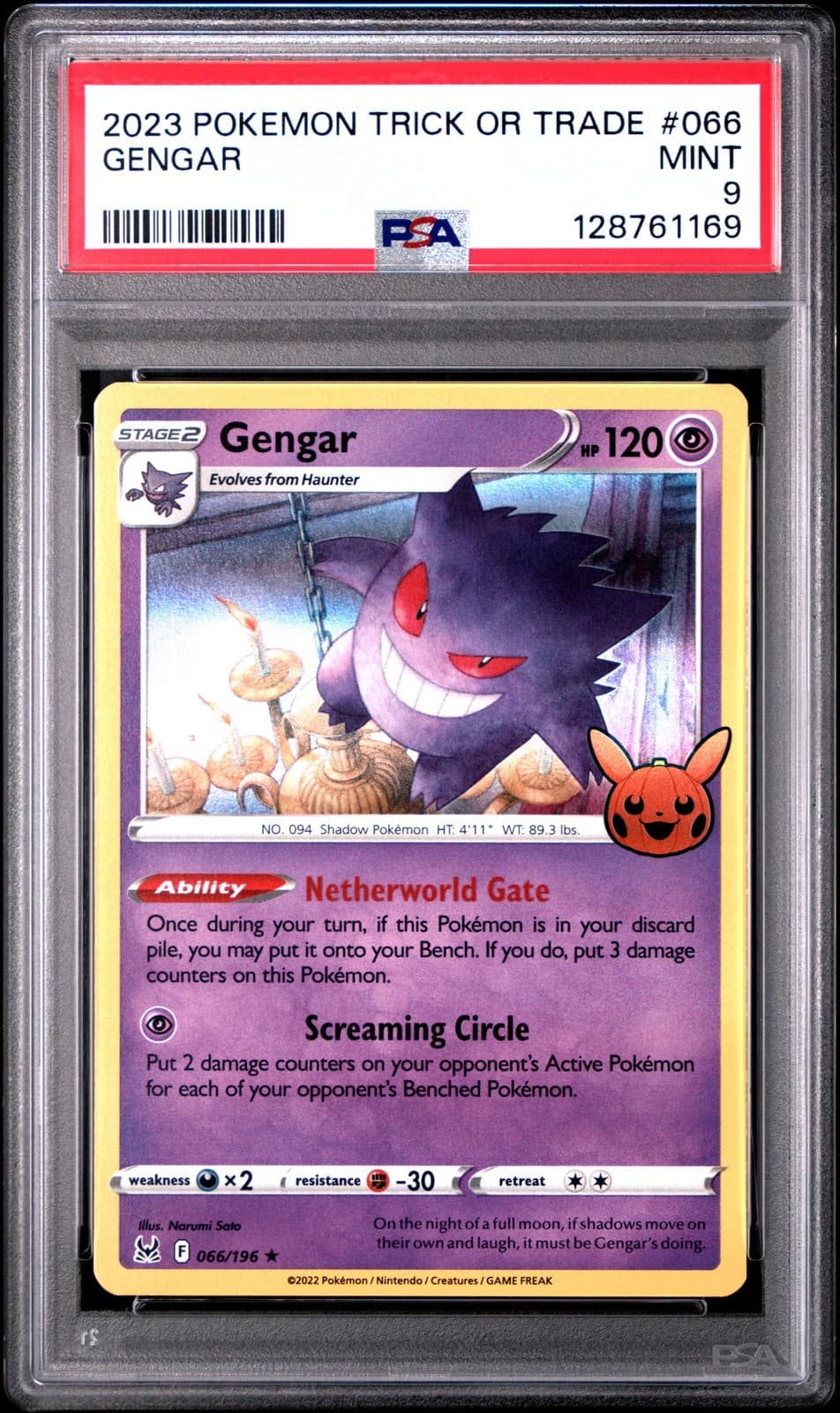 2023 POKEMON TRICK OR TRADE #066 GENGAR PSA 9
