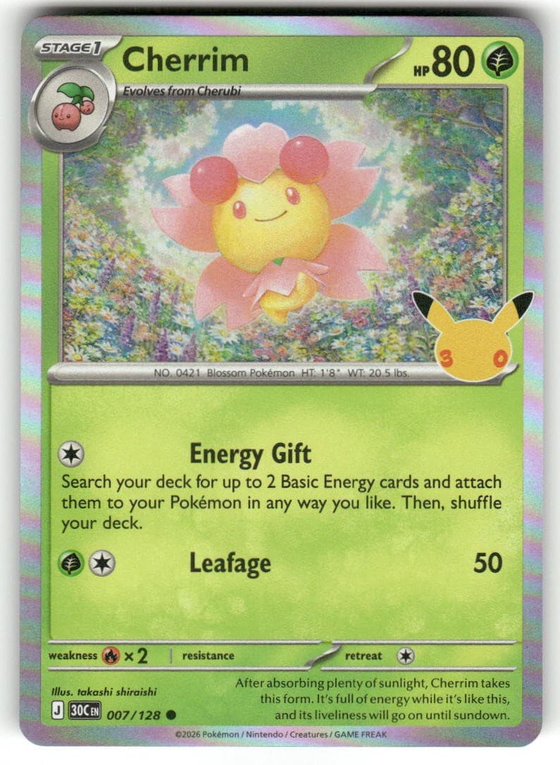 Cherrim 007/128 Holo Common ME: 30th Celebration Pokemon Near Mint