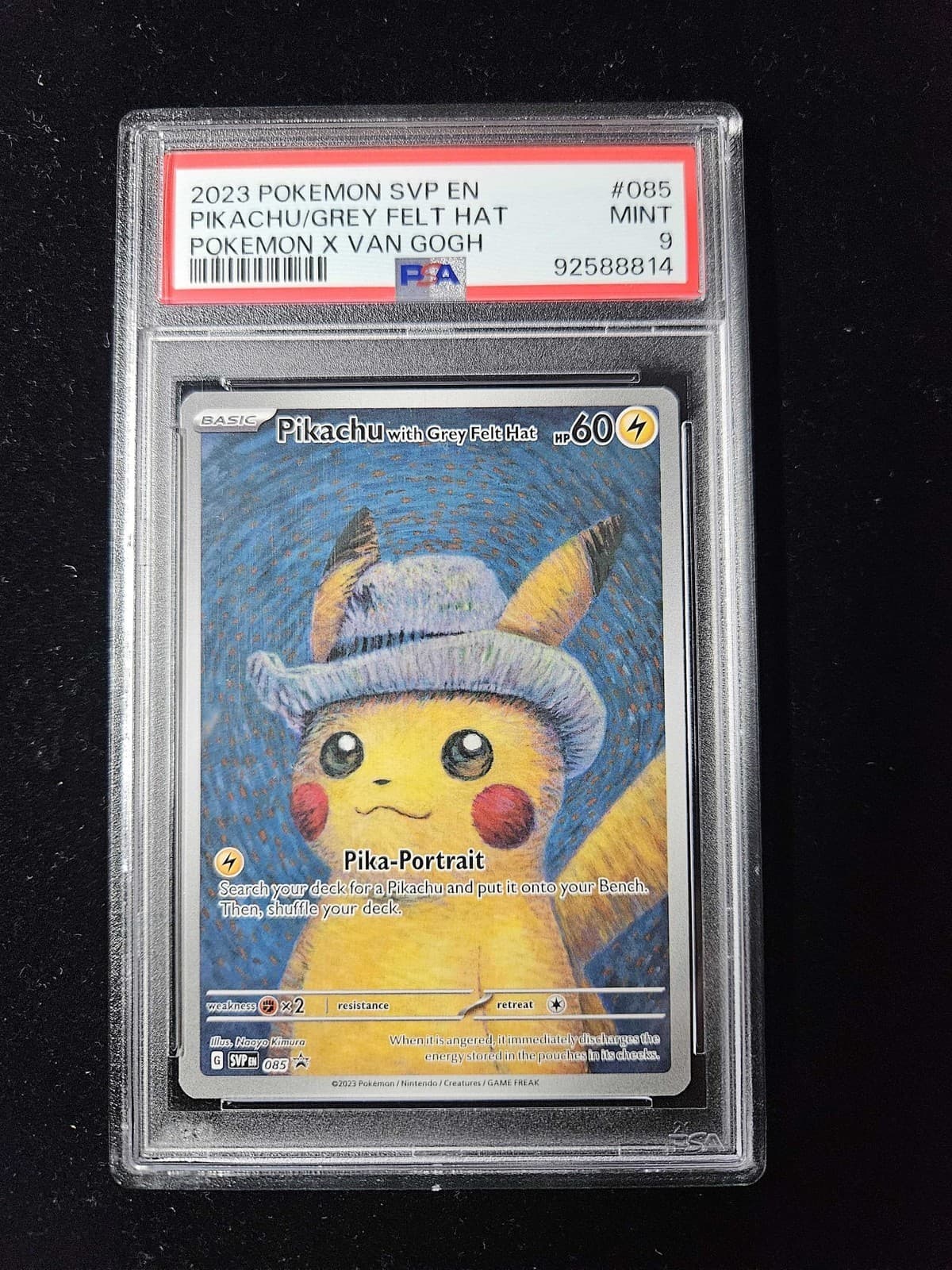 Pikachu with Grey Felt Hat #85 SV Promo Full Art EN PSA 9 Cert 92588814