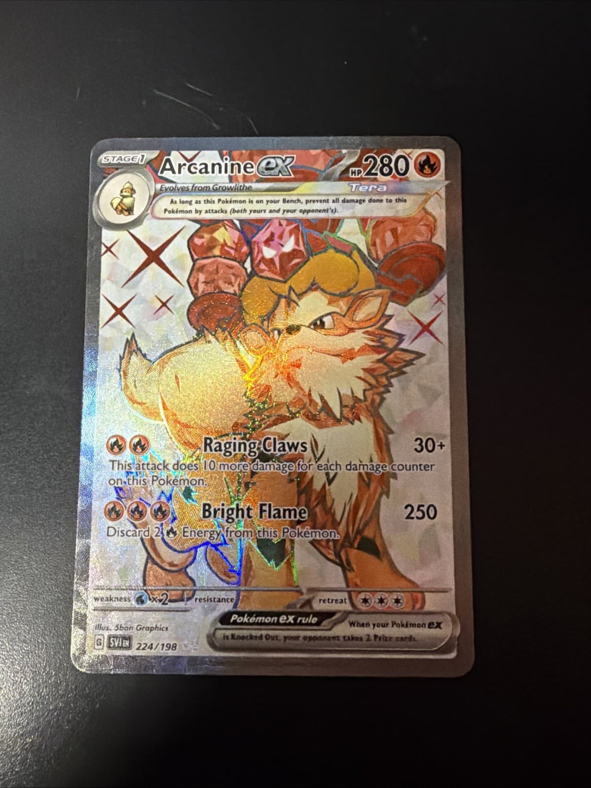 Arcanine ex 224/198 Ultra Rare Scarlet & Violet Pokemon Holo