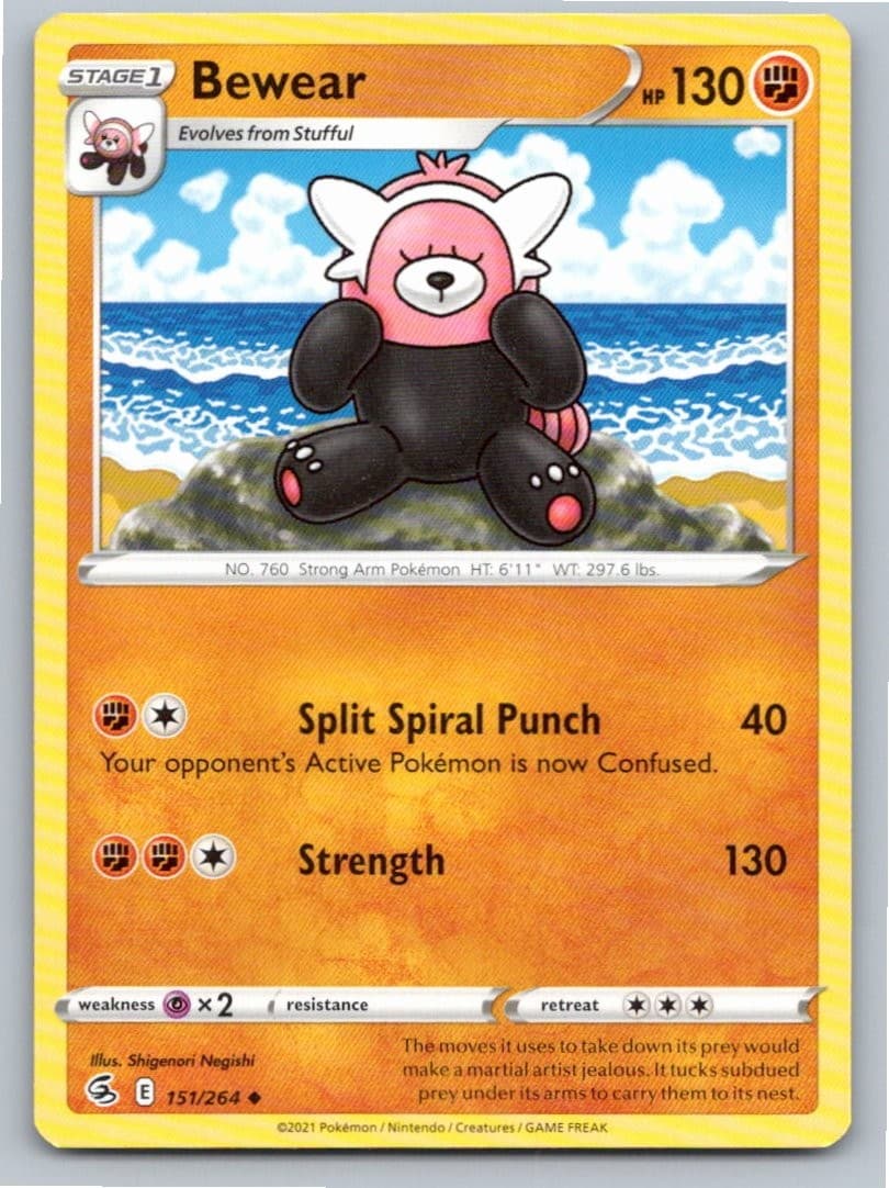 2021 POKEMON BEWEAR FUSION STRIKE 151/264 UNCOMMON NM A46758 FREE S&H