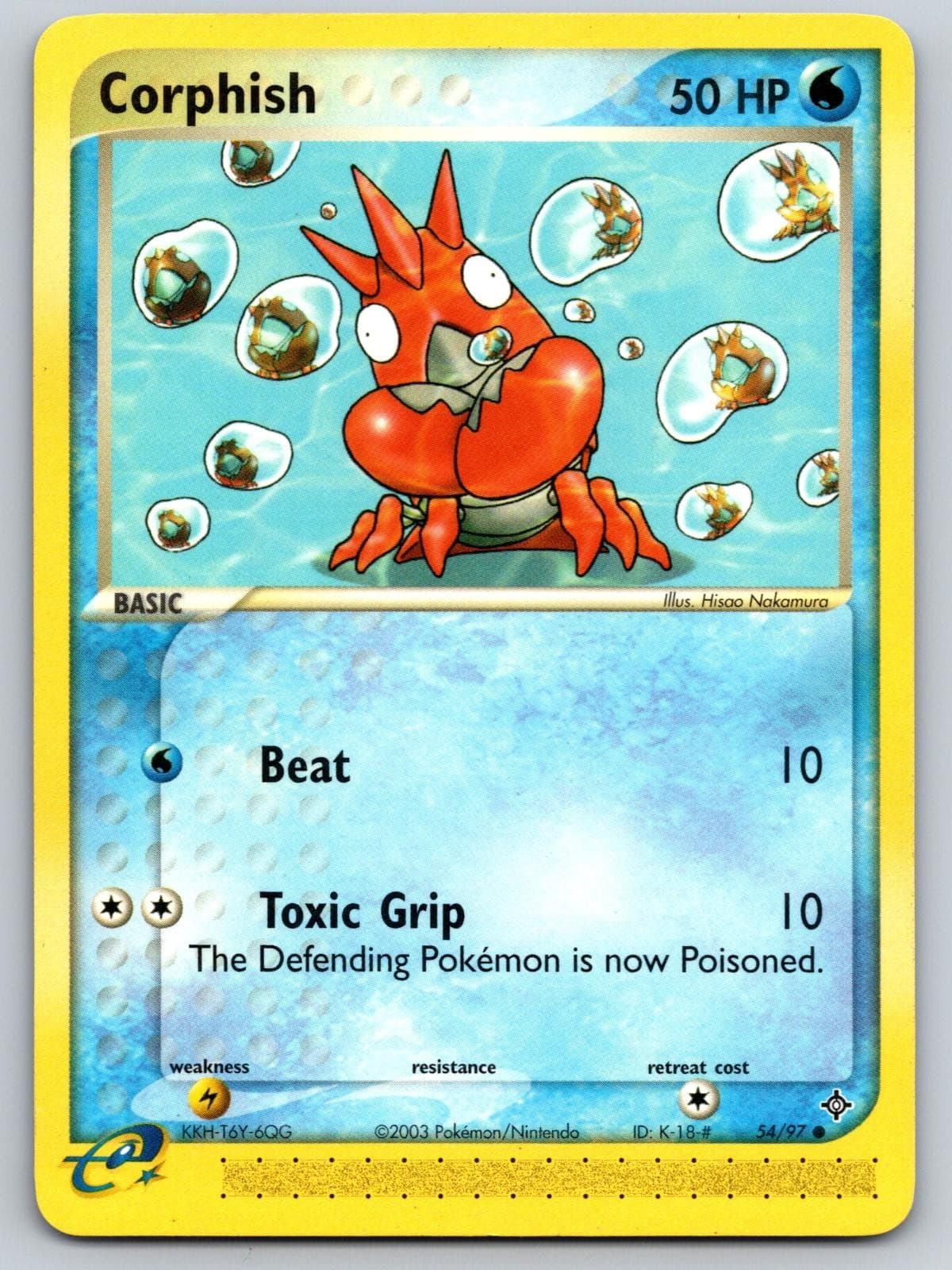 Corphish 54/97 Common Dragon Pokemon Lightly Played