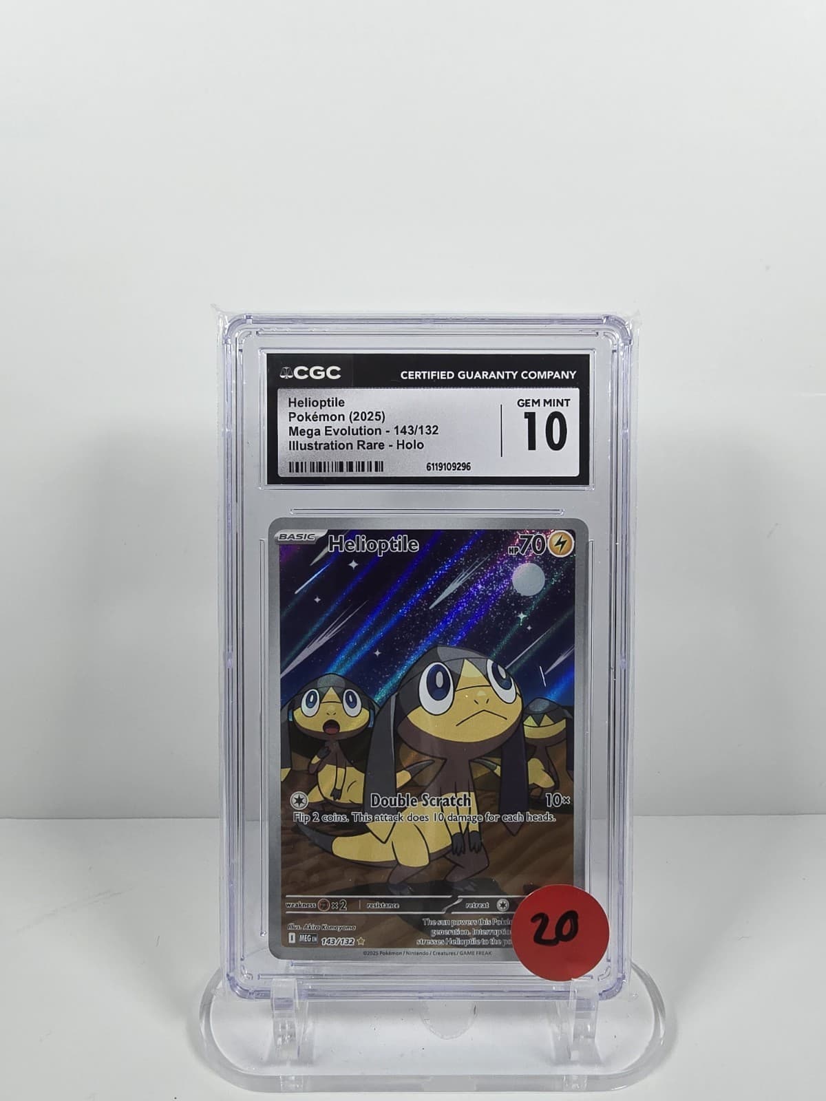 CGC GEM MINT 10 Pokemon Helioptile 143/132 Me01: Mega Evolution Holo