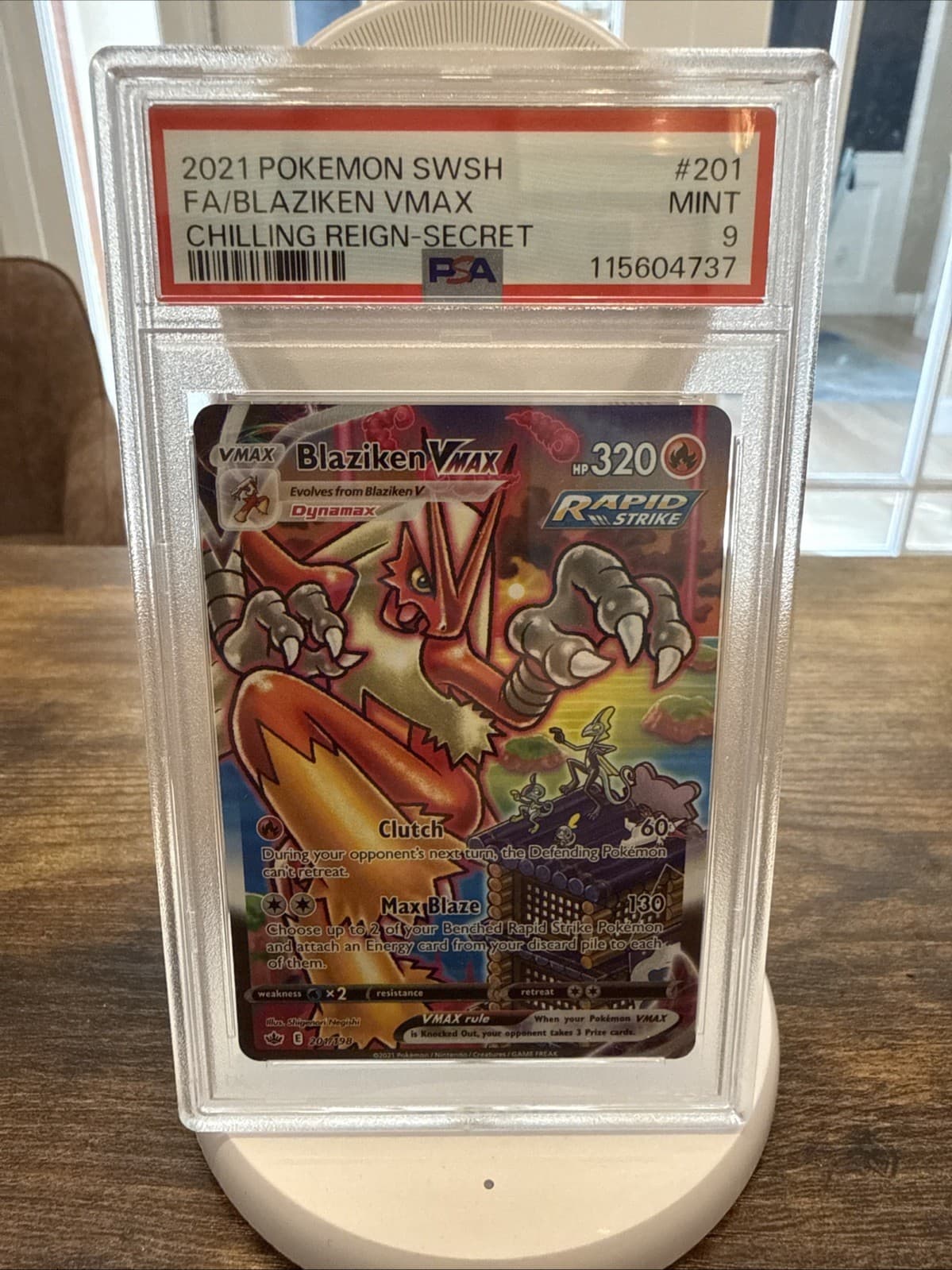 Blaziken VMAX Alternate Art Secret 201/198 Sword & Shield PSA 9