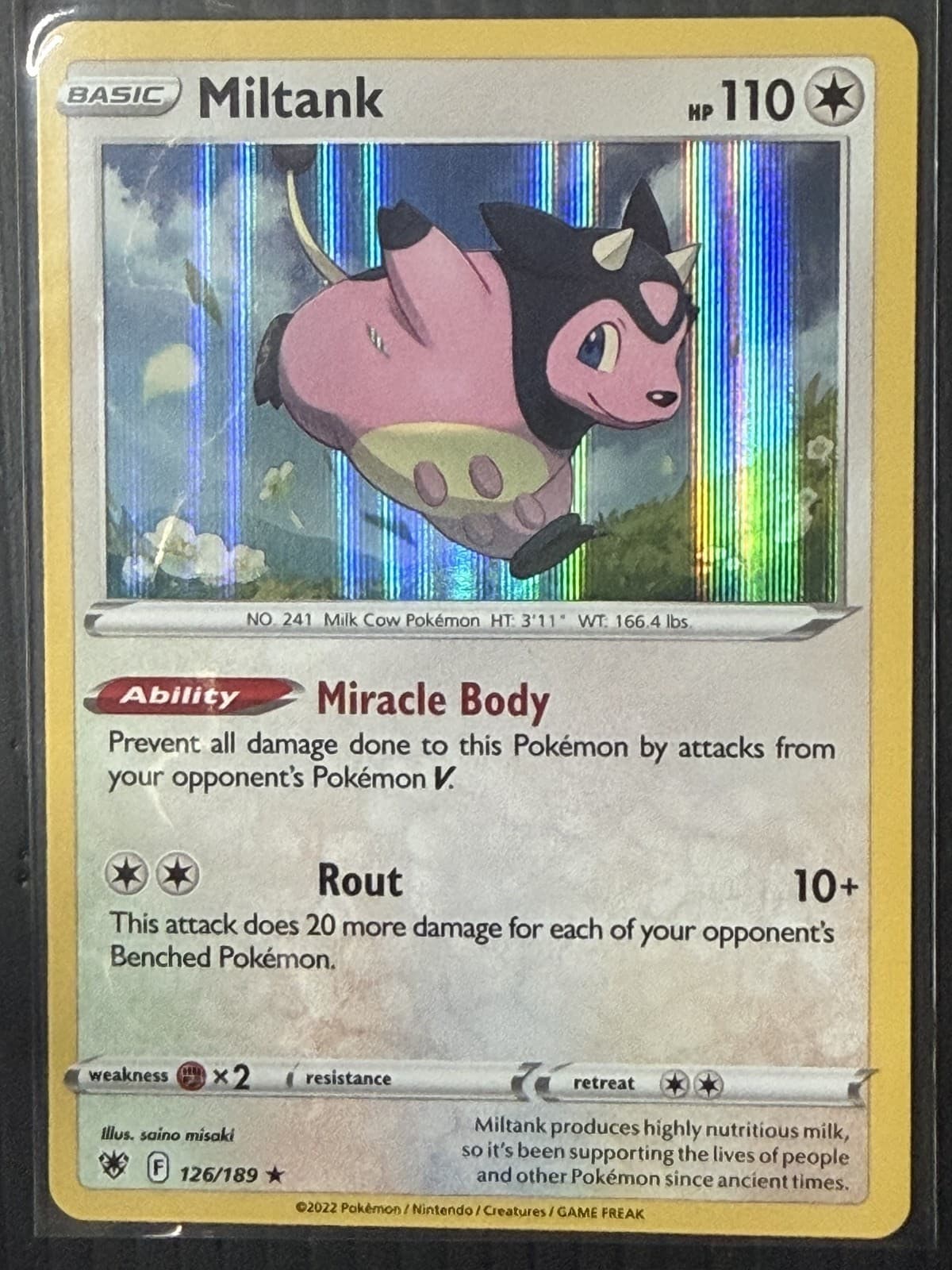 Miltank 126/189 Holo Rare SWSH10: Astral Radiance Pokemon Holo Near Mint